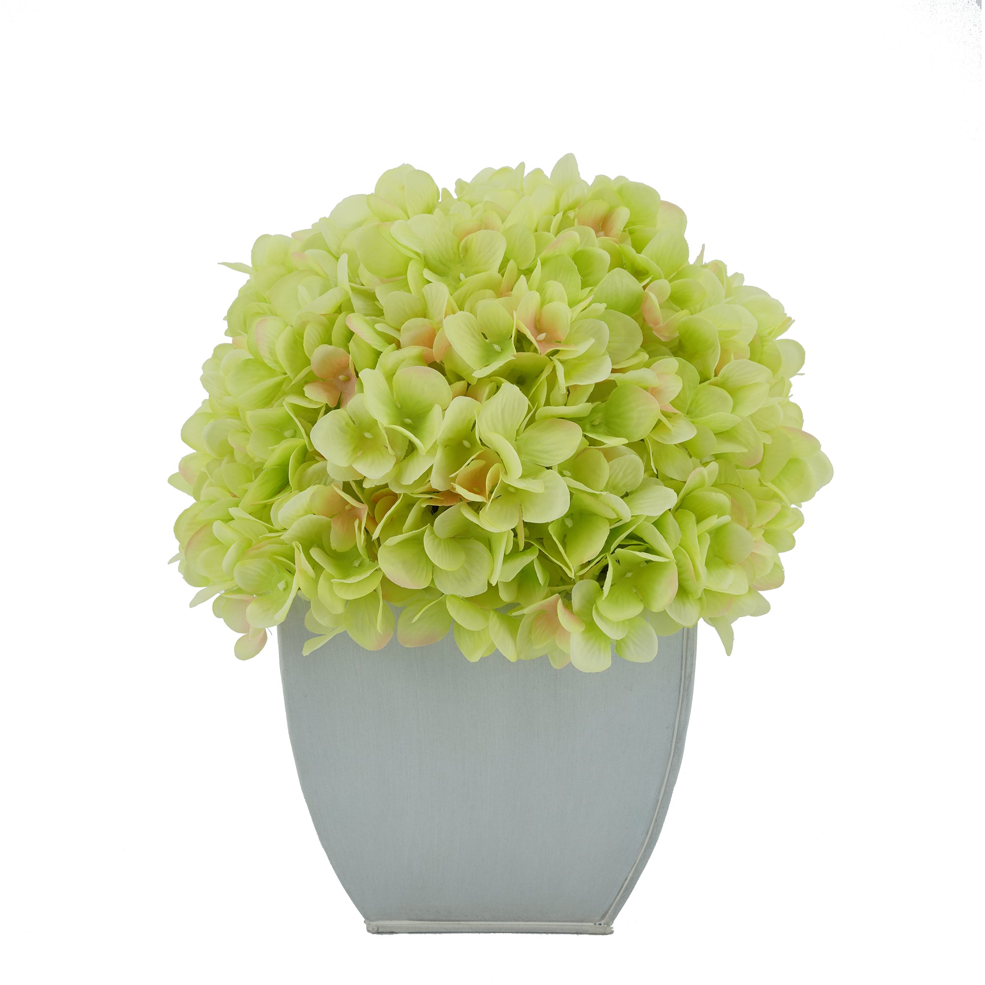 Artificial Hydrangea in Cream Tapered Zinc Cube – House of
