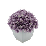 Artificial Hydrangea in Cream Tapered Zinc Cube Lavender