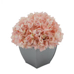 Artificial Hydrangea in Silver Tapered Zinc Cube pink