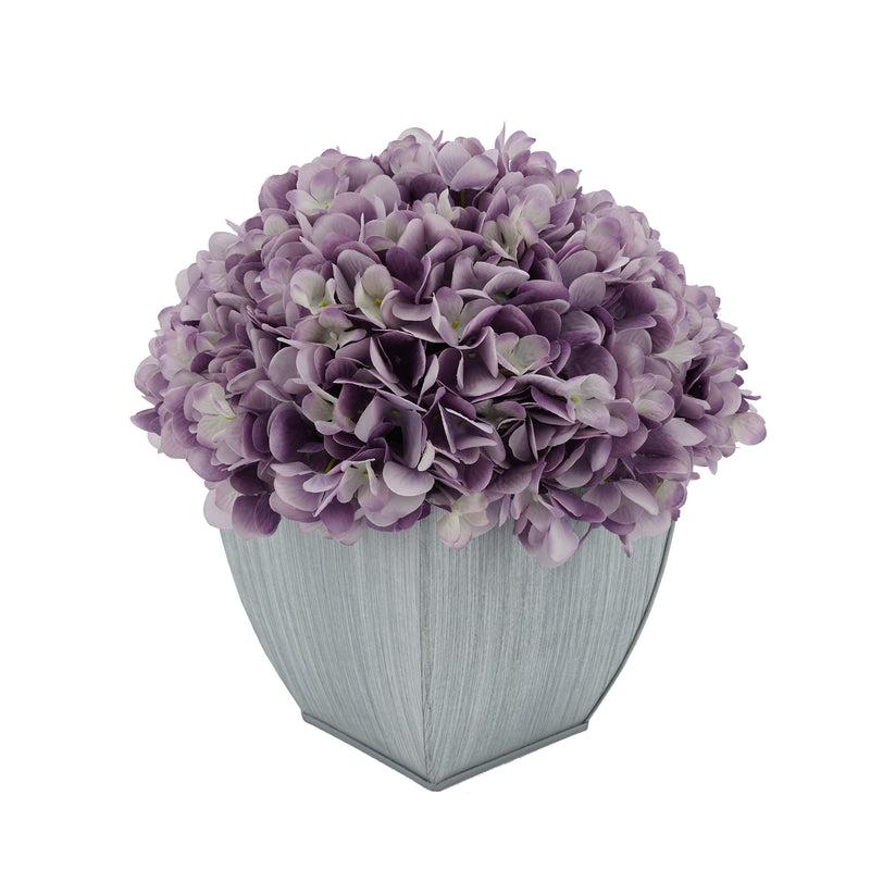 Artificial Hydrangea in Farmhouse Tapered Zinc Cube lavender