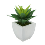 Faux Frosted Light Green Succulent in Cream Tapered Zinc Pot
