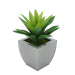 Faux Frosted Light Green Succulent in Silver Tapered Zinc Pot