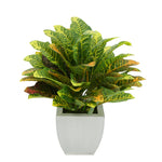 Faux Croton Houseplant in Cream Tapered Zinc Pot