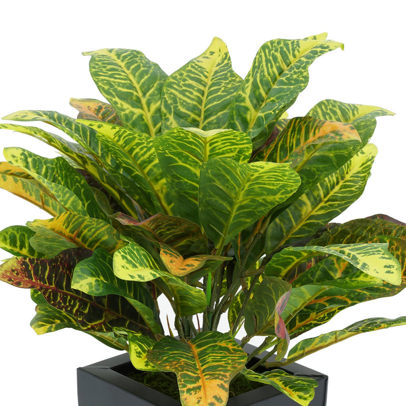 Faux Croton Houseplant in Tapered Zinc Pot