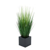 Faux Grass in Black Square Zinc Cube