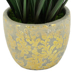 Faux Grass in Gold Foil Ceramic Pot