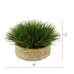 Faux Farm Grass in Small Seagrass Tray Basket