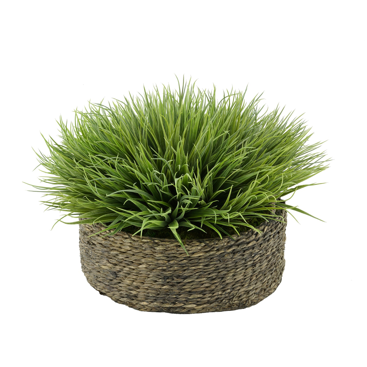 Faux Farm Grass in Large Seagrass Tray Basket