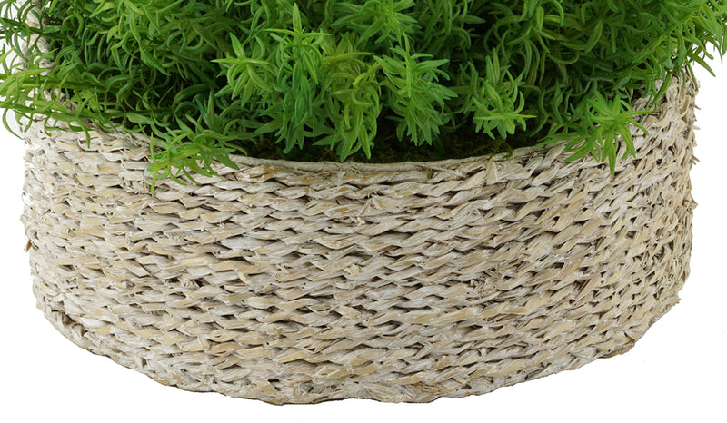 Faux Rosemary Grass in Large Seagrass Tray Basket