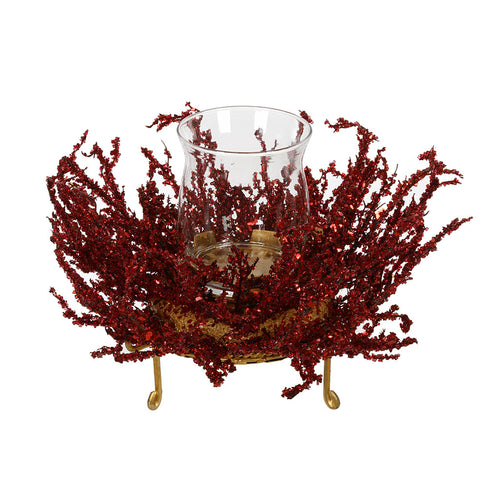 Red/Gold Ice Single Candle Holder