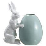 White Polyresin Bunny w/Turquoise Egg - House of Silk Flowers®
 - 1