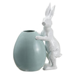White Polyresin Bunny w/Turquoise Egg - House of Silk Flowers®
 - 2