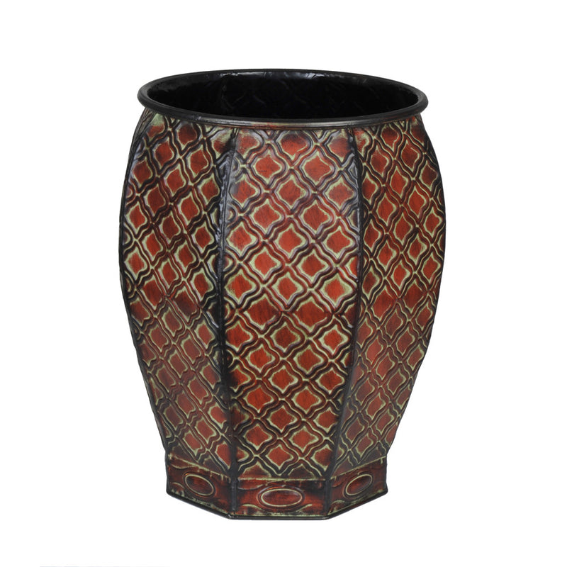 Decorative Octagon Metal Vase - 14 1/4" tall x 12" diameter - House of Silk Flowers®
 - 1