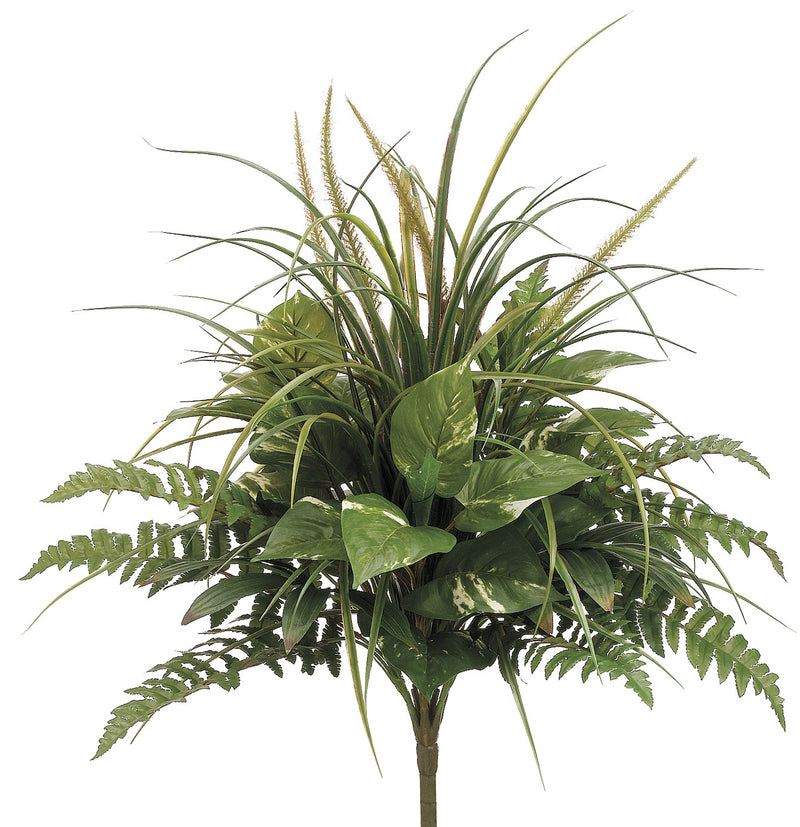 Artificial 24" Pothos/Grass/Fern Mixed Bush - House of Silk Flowers®
