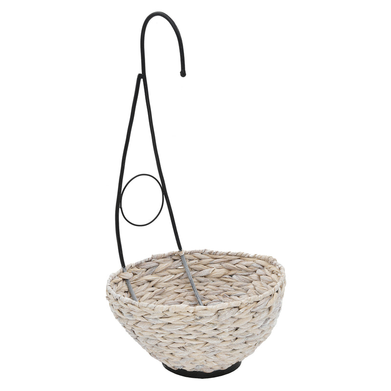 White Washed water Hyacinth hanging basket House of Silk Flowers ®